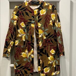 Floral Patterned Women's Coat Open Blazer